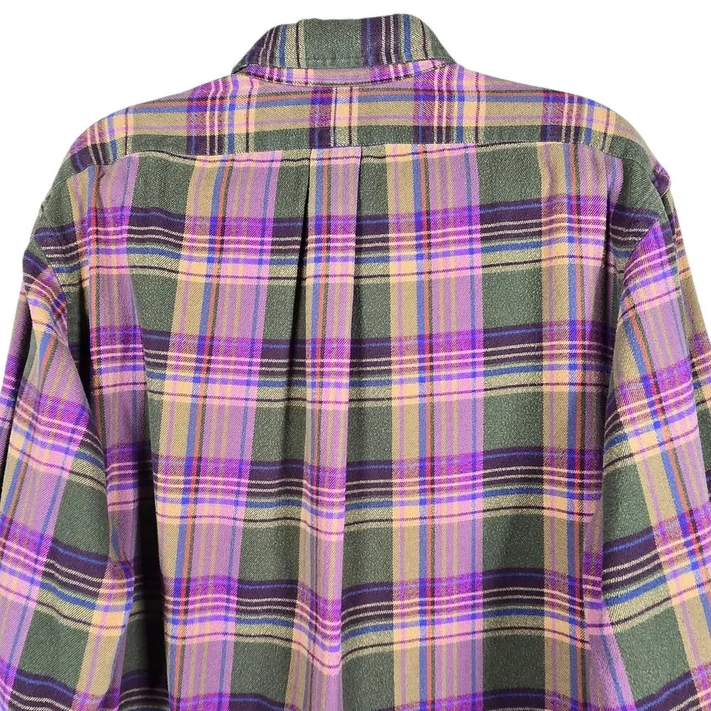 Ralph Lauren Shirt Mens XXL Green Plaid Button Up Flannel Cotton Classic Fit - Picture 9 of 12